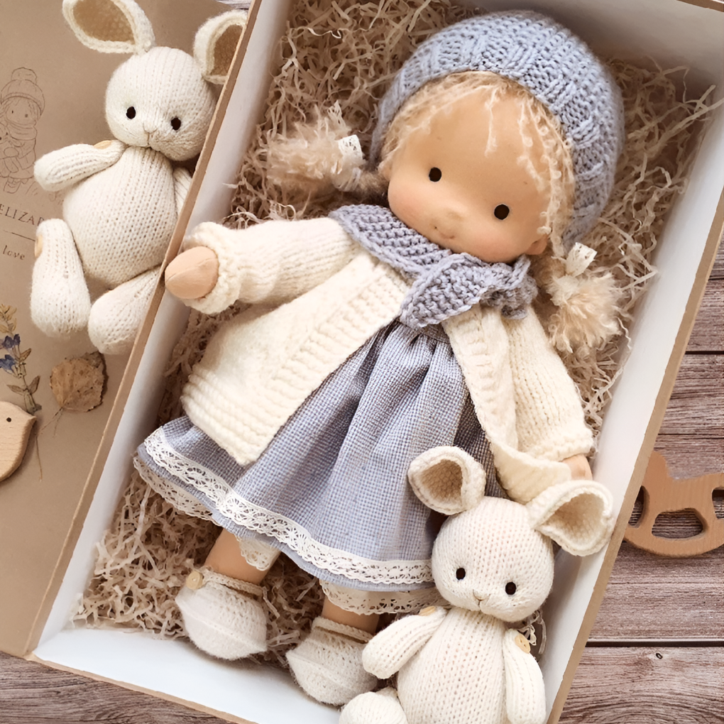 Soft Cotton Doll with Wool Stuffing and Neutral Features for Toddlers