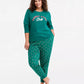 Breathable Crewneck Pajama Set with Side Pockets and Long Sleeves, Festive Holiday Print