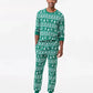 Cotton Pajama Set with Long Sleeves and Drawstring Waist, Printed Design