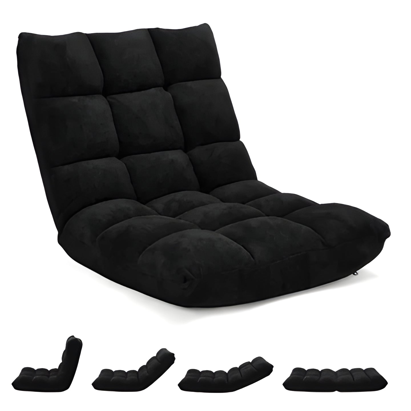 Floor Chair with 14 Locking Positions and Foam Padding, Steel Frame Support