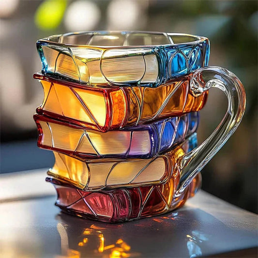 3D Book Spine Glass Coffee Mug Literary Gift Book Lovers - LICHTZOONE