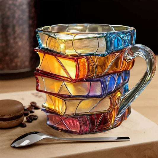 3D Book Spine Glass Coffee Mug Literary Gift Book Lovers - LICHTZOONE