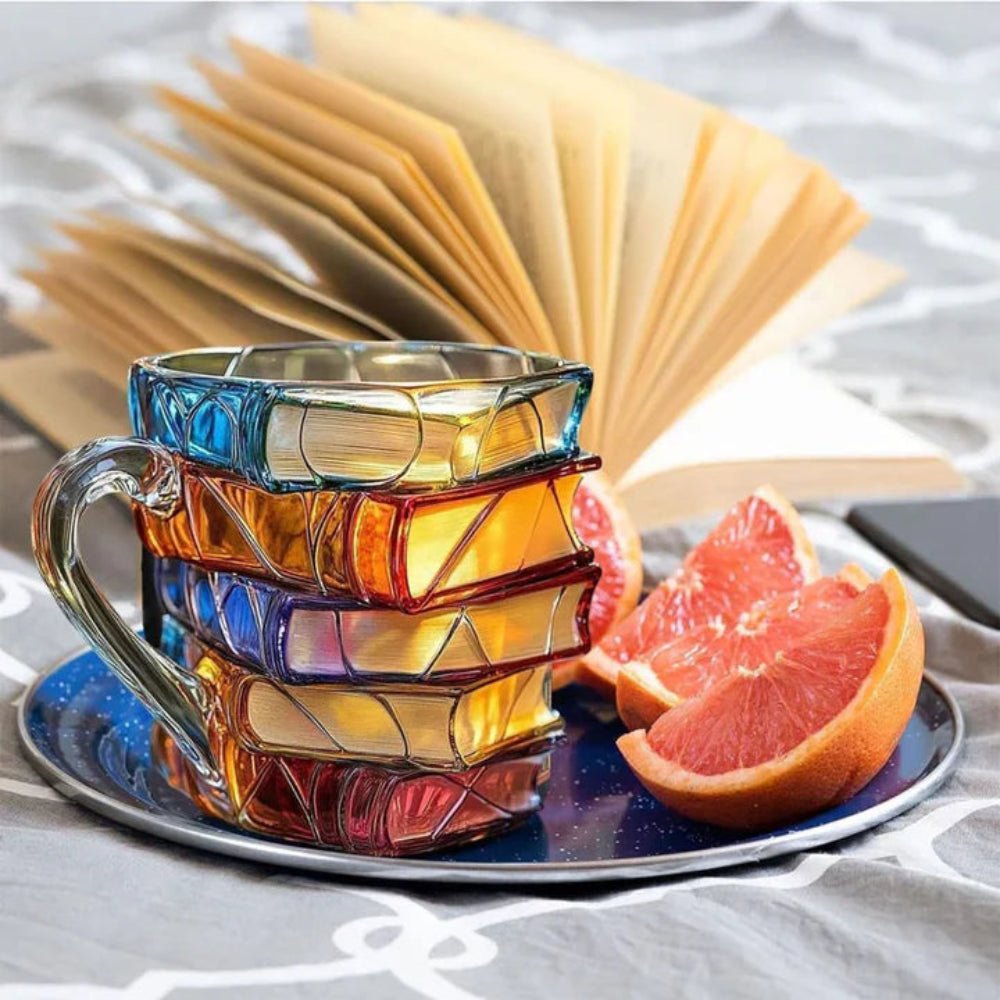 3D Book Spine Glass Coffee Mug Literary Gift Book Lovers - LICHTZOONE