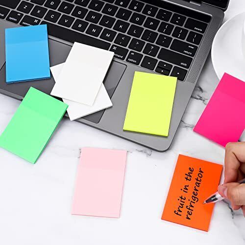 Clear Sticky Notes for Study and Work, 3x2 Inches, 400 Sheets, 7 Colors