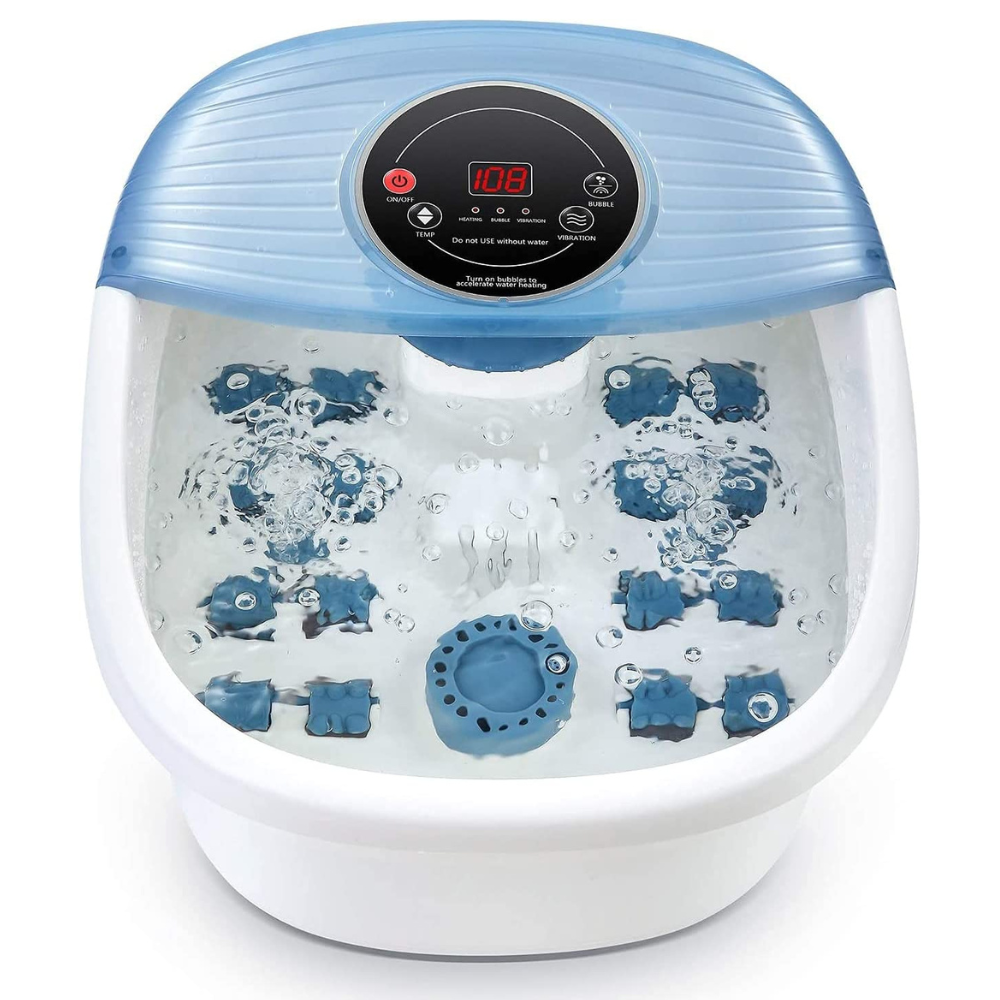 Foot Bath with Bubble Jets and Vibration Massage Rollers, Heated Water