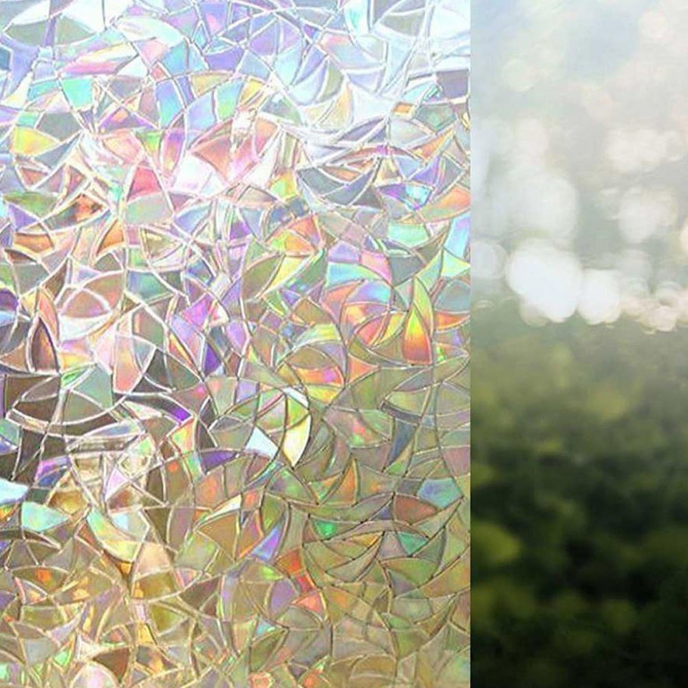 Static Cling Window Film with Rainbow Light Effect and UV Blocking