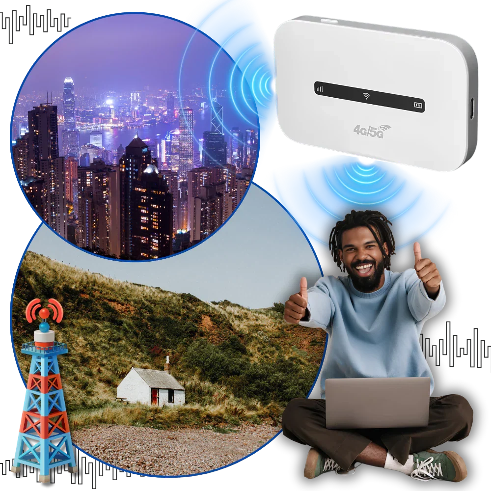 Portable Hotspot Device with 8-Hour Battery and Multi-Band Support for Travel