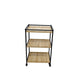 Bamboo Storage Trolley with Three Open Shelves and Rolling Wheels
