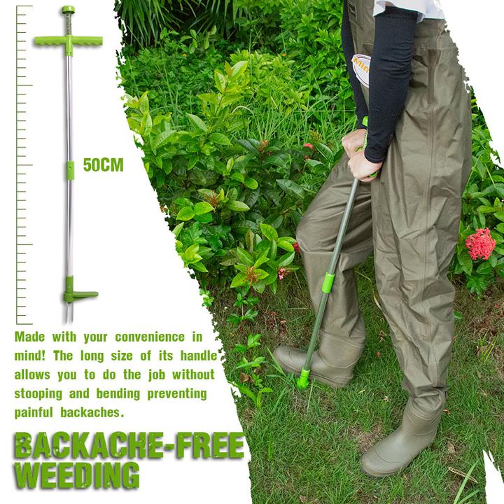 Standing Weed Puller with Triple Steel Claws and Foot Pedal, 50cm Handle