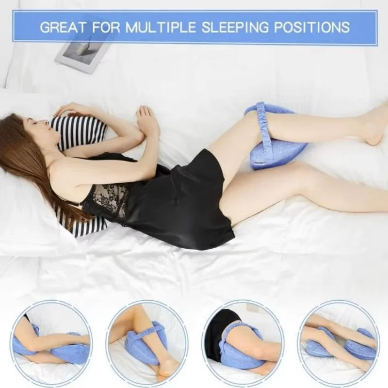 Memory Foam Knee Pillow with Elastic Strap and Hollow Center Design