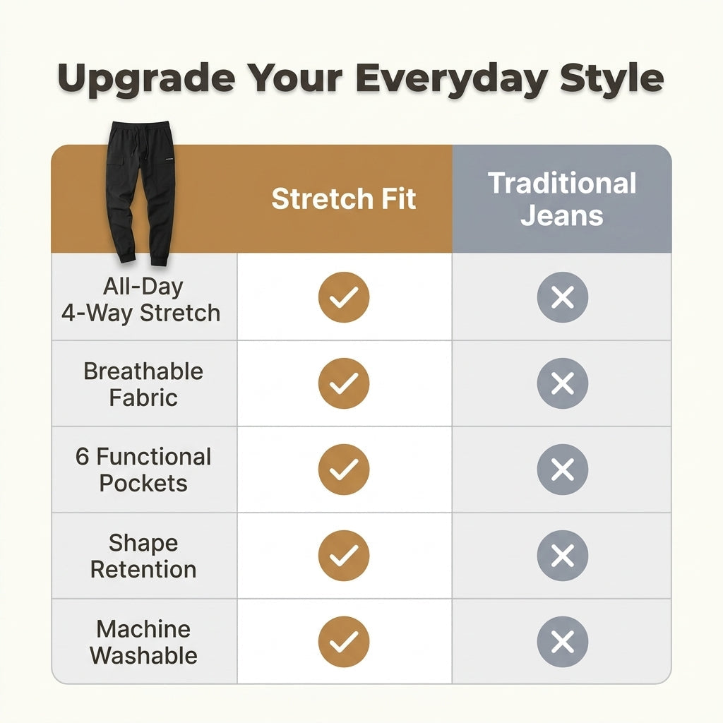 Stretch Cargo Jeans with Six Pockets and Slim Flexible Fit