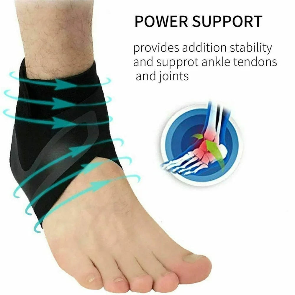 Adjustable Ankle Brace with Neoprene Wrap and Compression Straps