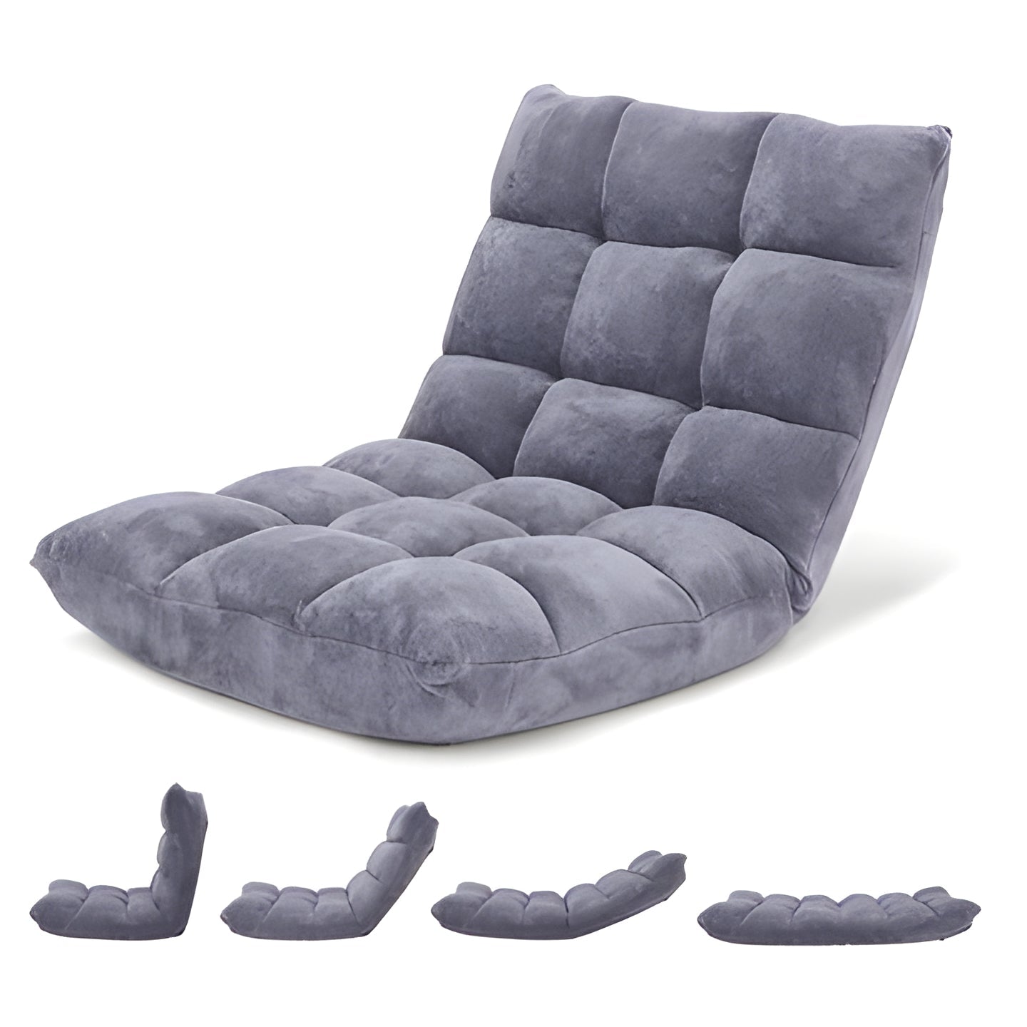 Floor Chair with 14 Locking Positions and Foam Padding, Steel Frame Support