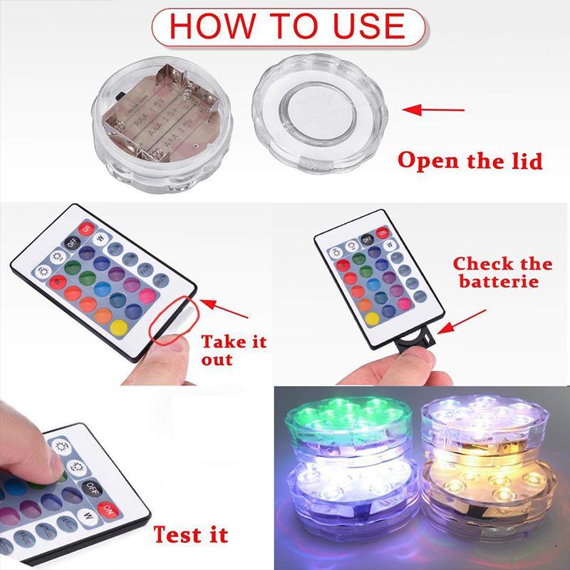 Color Changing Submersible Pool Light with 12-Color Remote and Automatic Modes