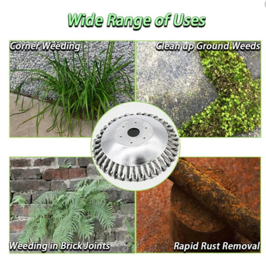Carbon Steel Weed Brush and Trimmer for Lawns, Driveways, and Paths
