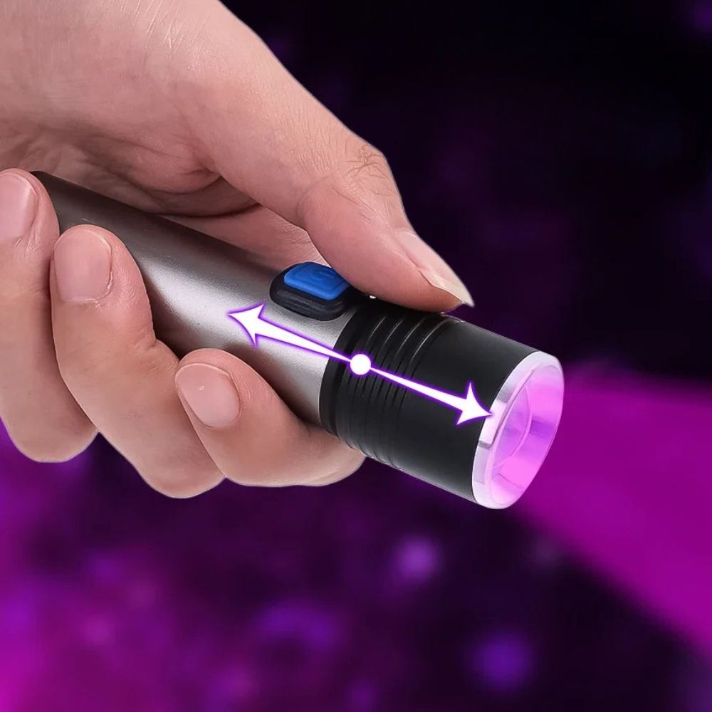 UV Flashlight with Zoomable Beam and Three Light Modes, Rechargeable