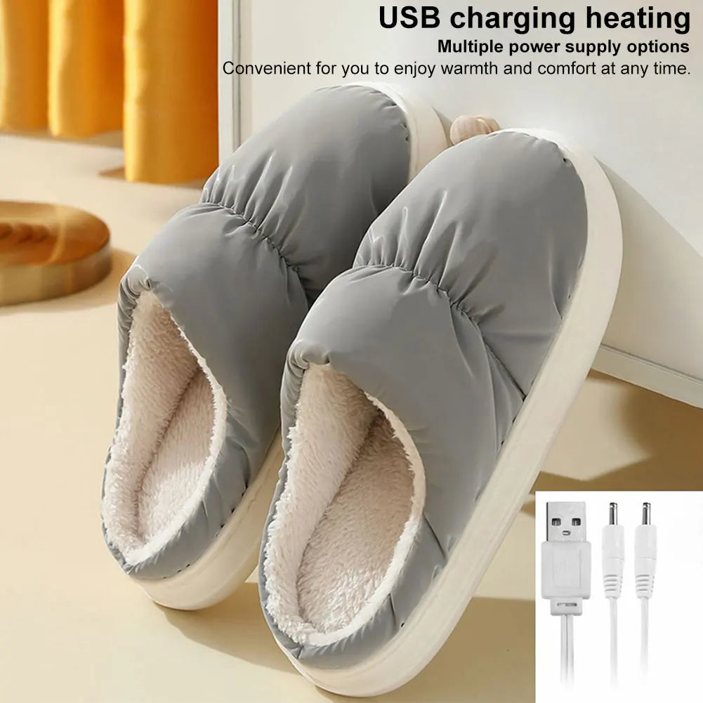 Heated Slippers with USB Power Connection and Non-Slip Base, One Size