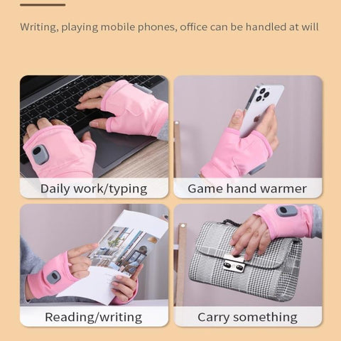 Heated Fingerless Gloves with Type-C Charging and 3 Heat Levels, One Size