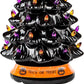 LED Ceramic Holiday Tree with Purple and Orange Beads and Hand-Painted Finish