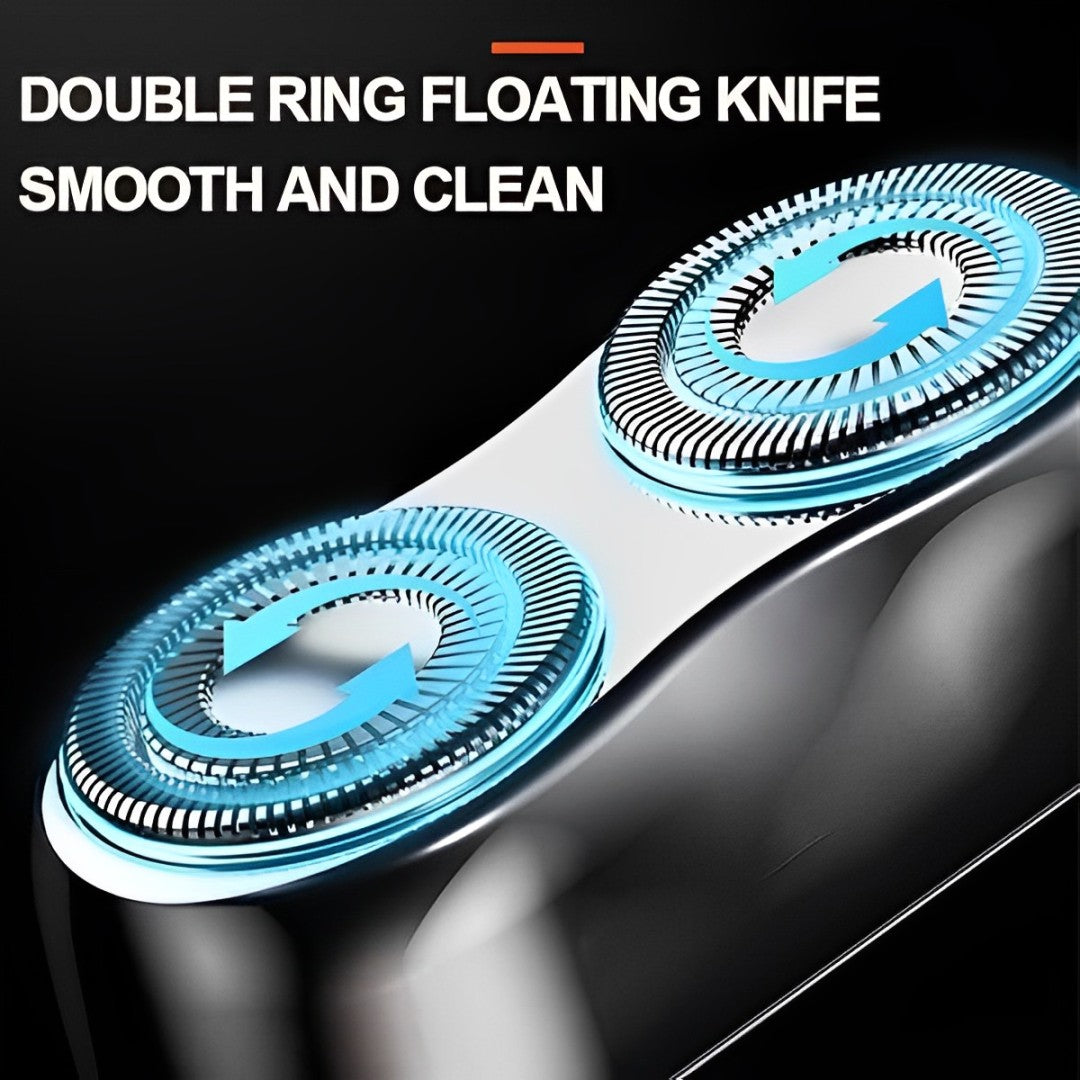 Dual Rotary Head Shaver with Wet and Dry Operation and Floating Blade System