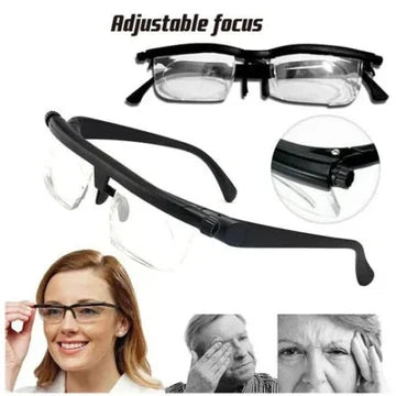 Variable Focus Glasses with Dial Adjustment and Polycarbonate Lenses, Plus 1 to Plus 4 Diopters