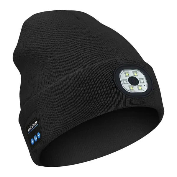Bluetooth Beanie with Built-In LED Light and Wireless Speakers, Detachable Module
