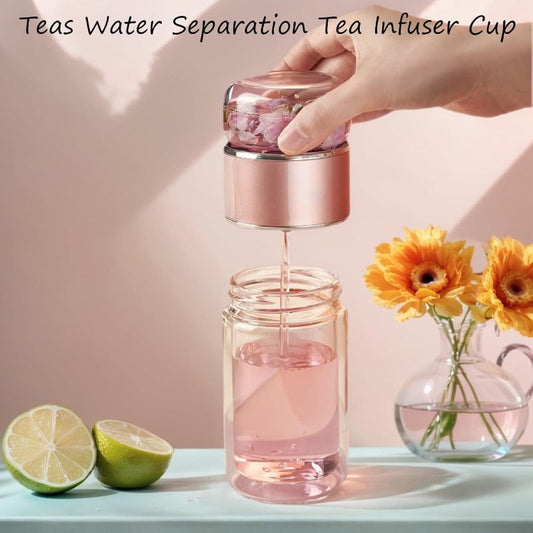 Glass Tea Infuser Bottle with Tilt Separation Filter and Double Wall  Insulation