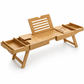 Expandable Bamboo Bathtub Tray with Device Compartments and Angled Tablet Holder