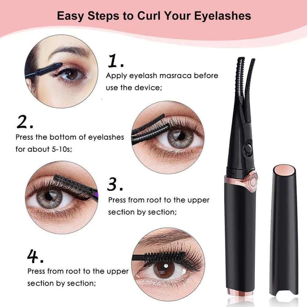 Heated Eyelash Curler with 3 Temperature Settings and Rechargeable Battery