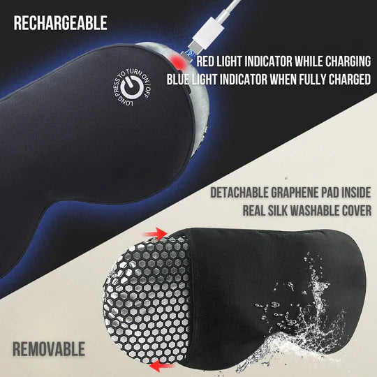 Rechargeable Heated Eye Mask with 3 Heat Modes and Removable Silk Cover