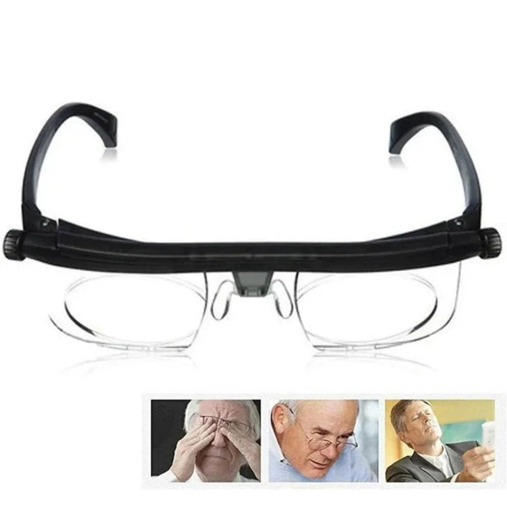 Variable Focus Glasses with Dial Adjustment and Polycarbonate Lenses, Plus 1 to Plus 4 Diopters