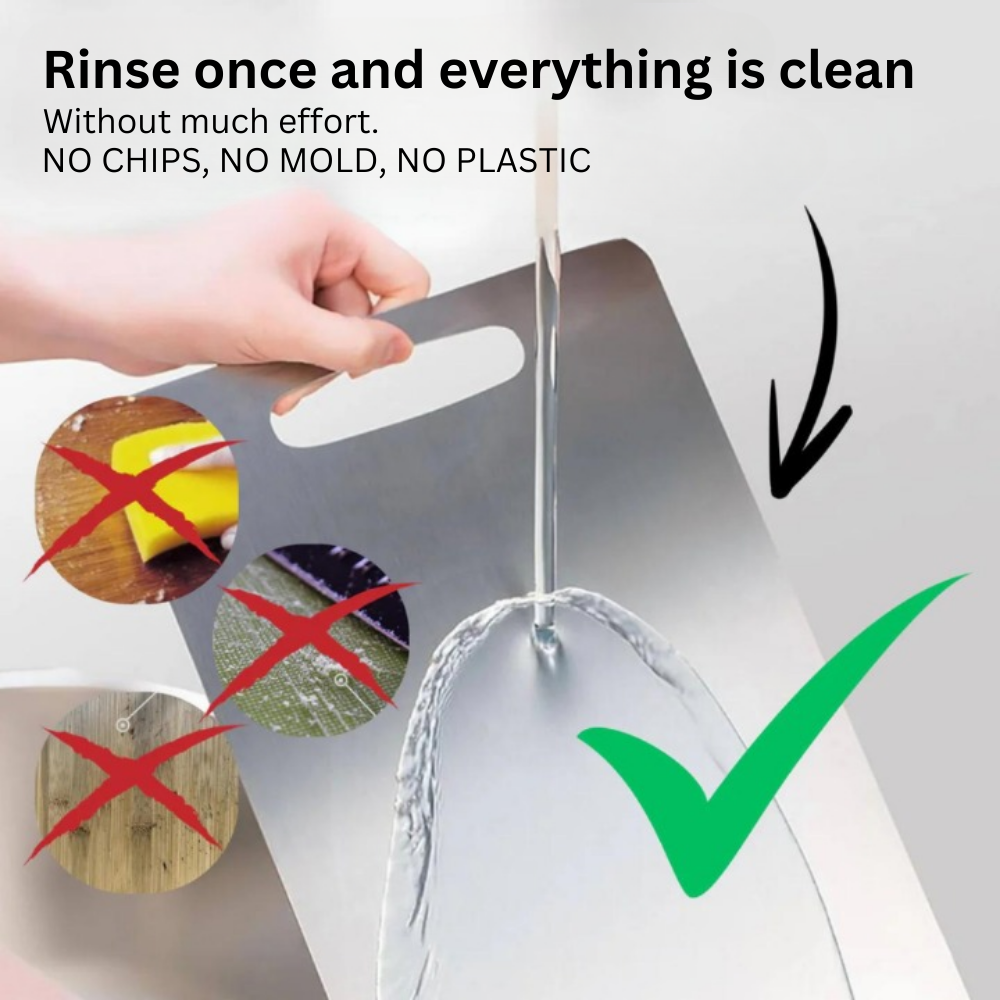 Titanium Cutting Board with Antibacterial Surface and Rounded Safety Edges