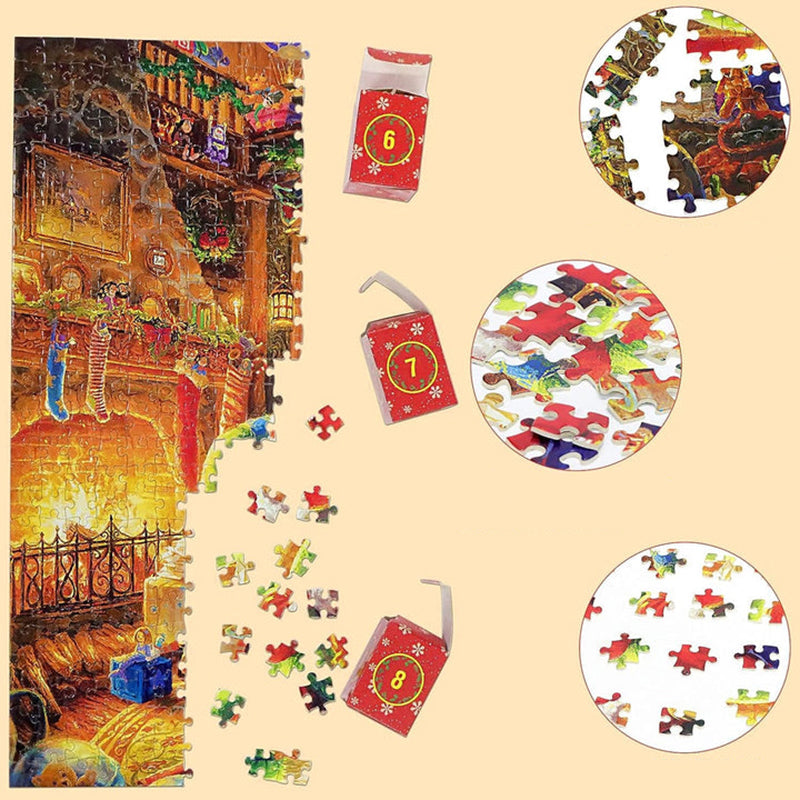 Puzzle Advent Calendar with 1008 Pieces and 24 Daily Boxes, Winter Scene