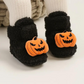 Children's Ankle High Fleece Slippers with Halloween Pumpkin and Spider Print