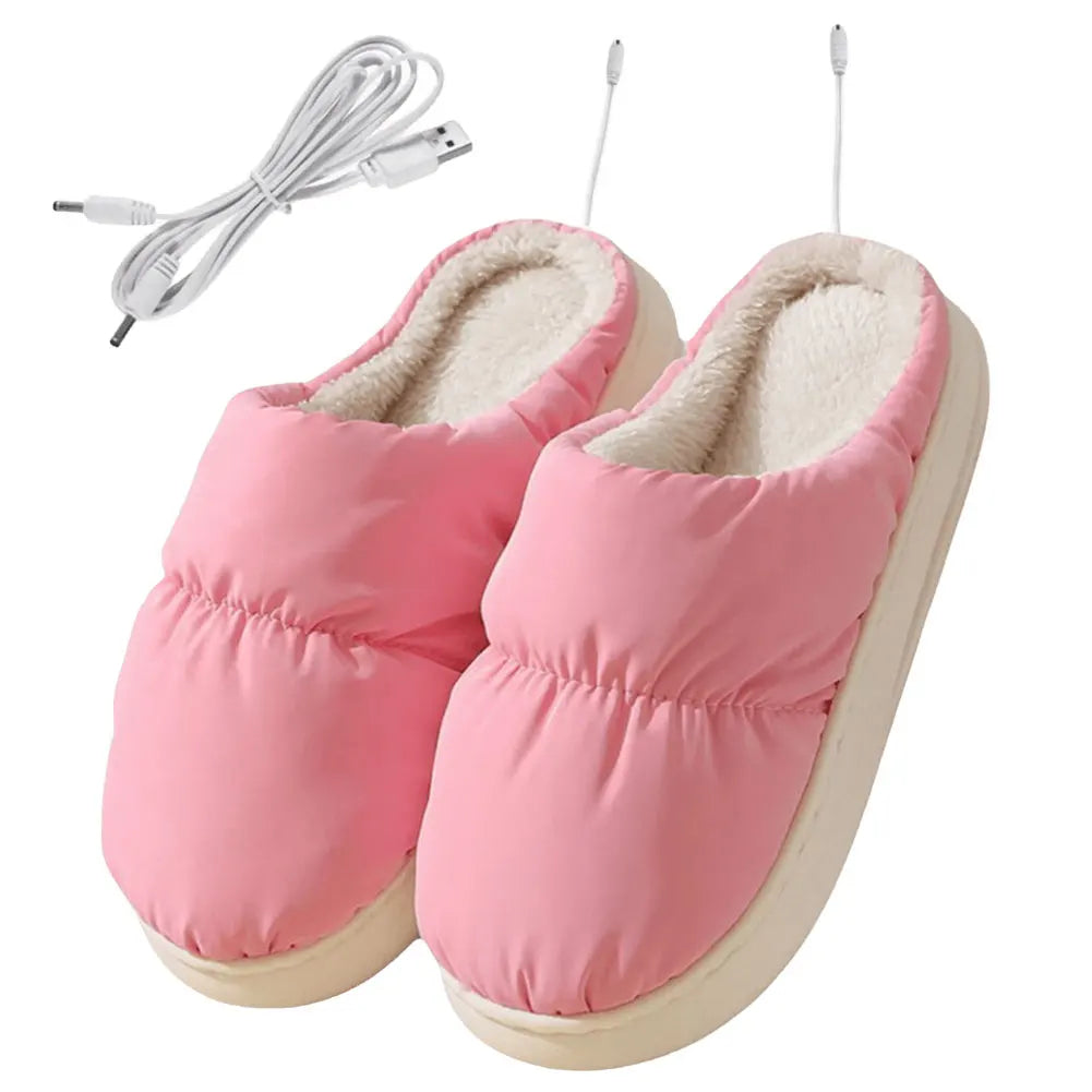 Heated Slippers with USB Power Connection and Non-Slip Base, One Size