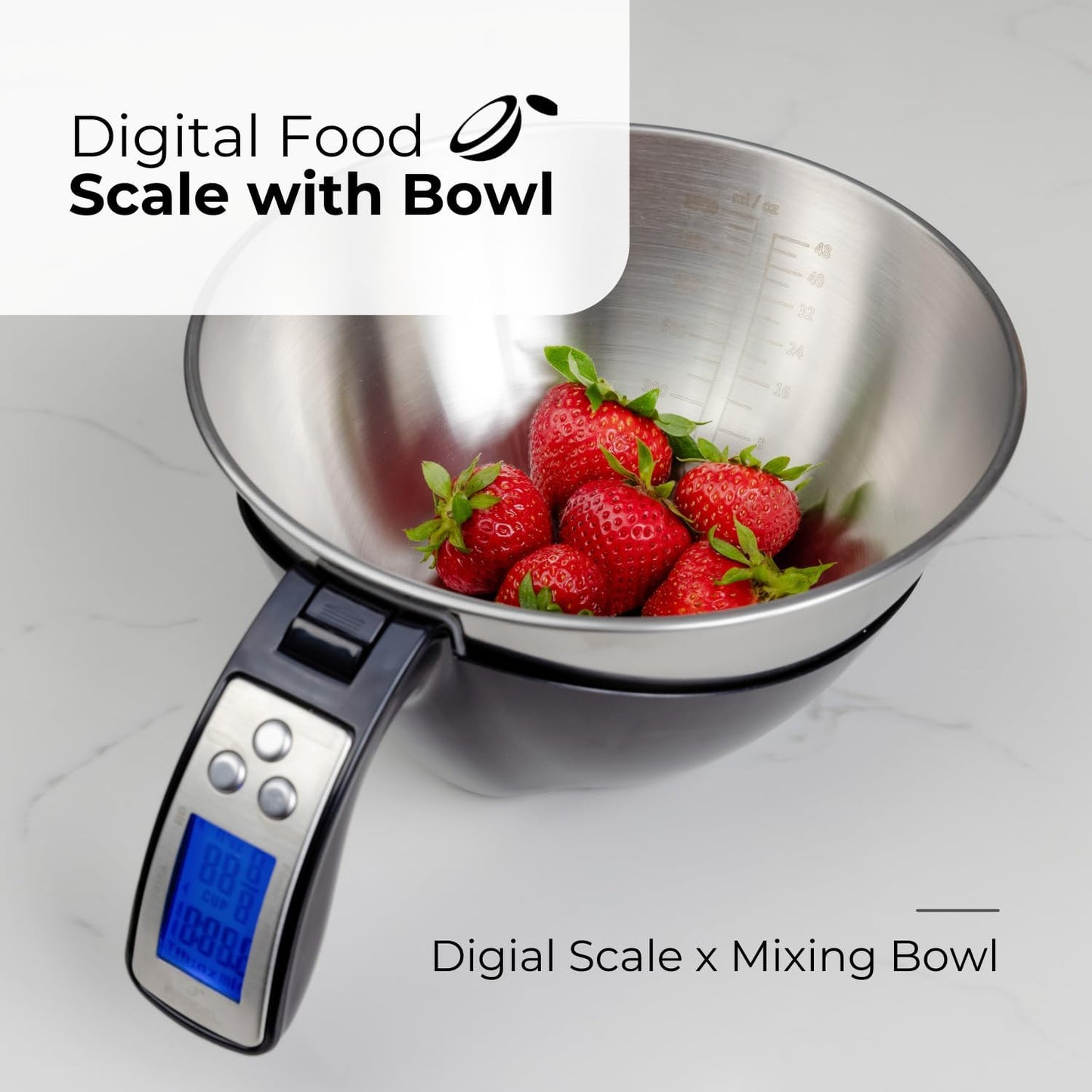 Digital Kitchen Scale with Removable Stainless Steel Bowl and Backlit Display