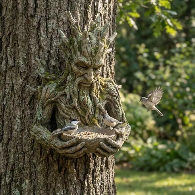Tree Shaped Bird Feeder, Outdoor Hanging Bird Feeding Sculpture for Garden and Yard Bird Foraging