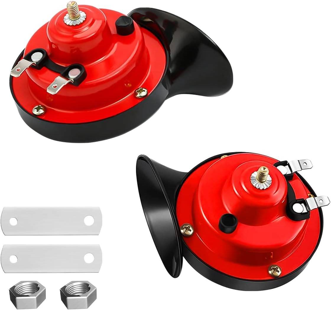 Dual-Tone Vehicle Horn with Universal Bracket and Wiring Harness, Weather Resistant 12V