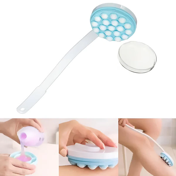 Back Lotion Applicator with Roller Dispenser and Detachable Handle, Massager Function