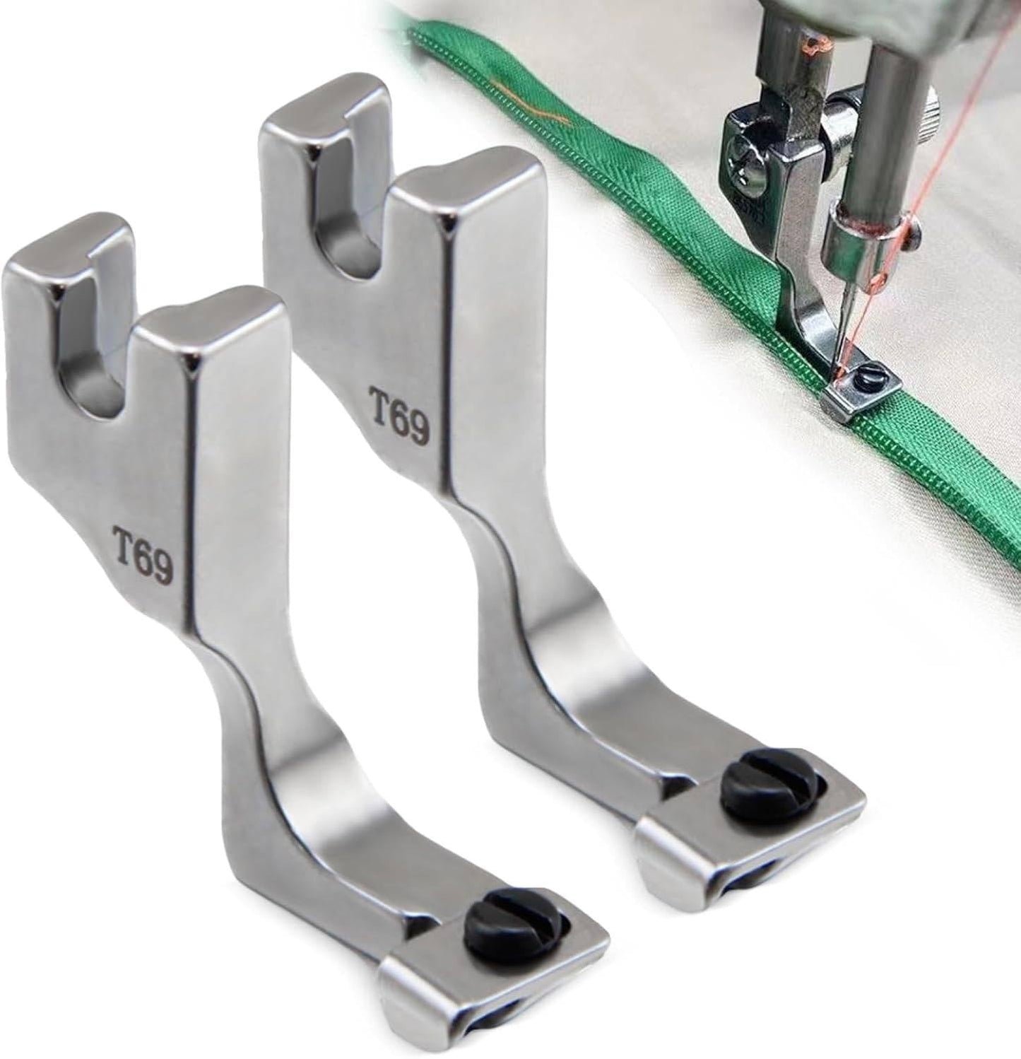 Invisible Zipper Presser Foot with Adjustable Width and Grooved Guides for #3-5 Zippers