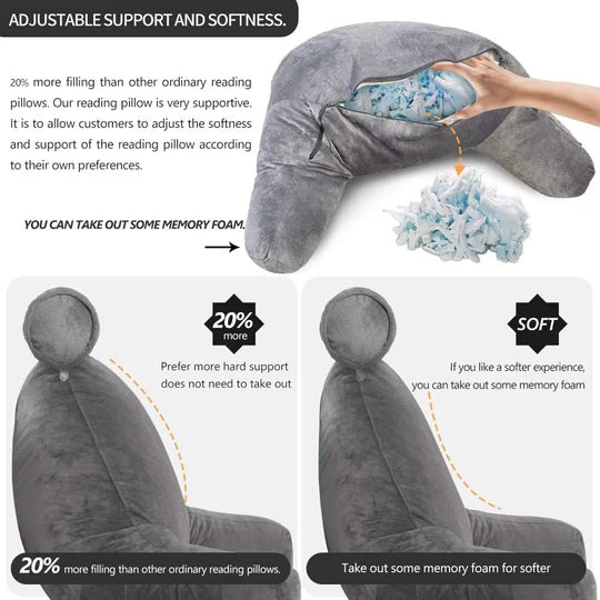 Ultra Plush Reading Bed Pillow with Arm and Back Support