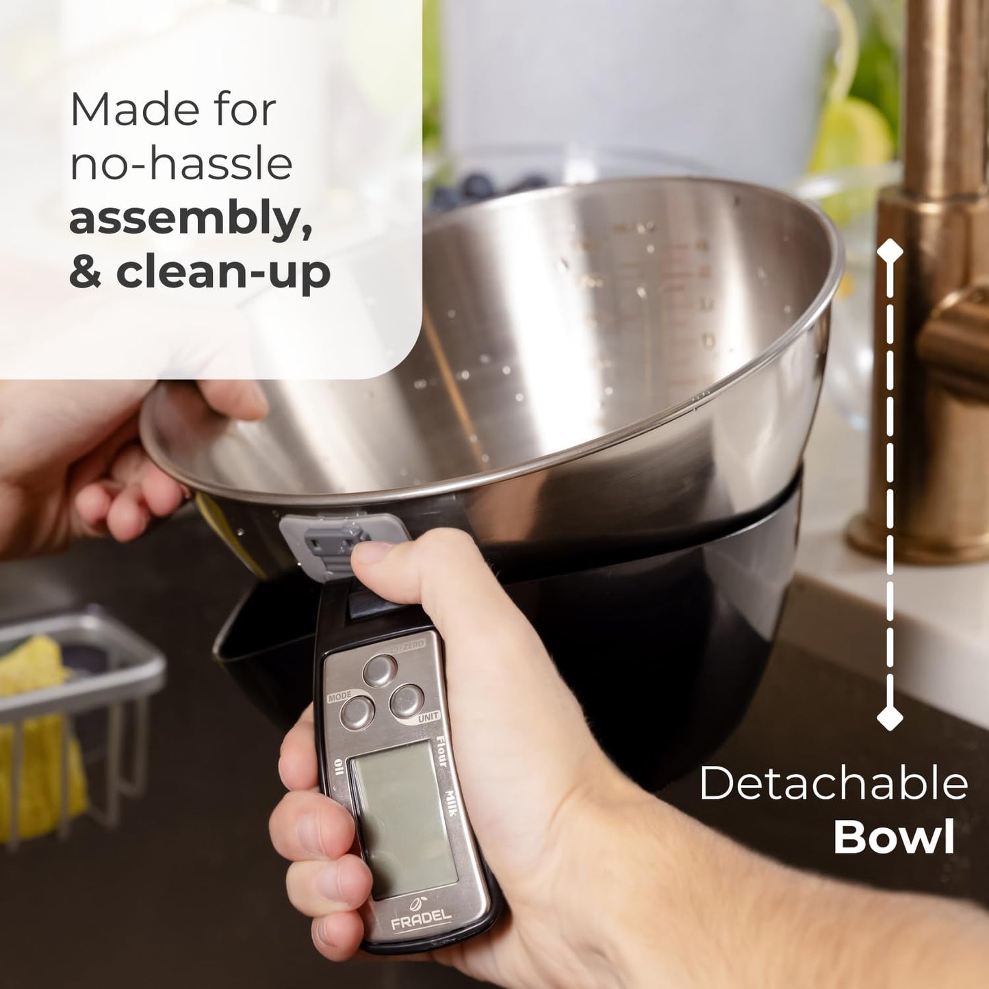 Digital Kitchen Scale with Removable Stainless Steel Bowl and Backlit Display