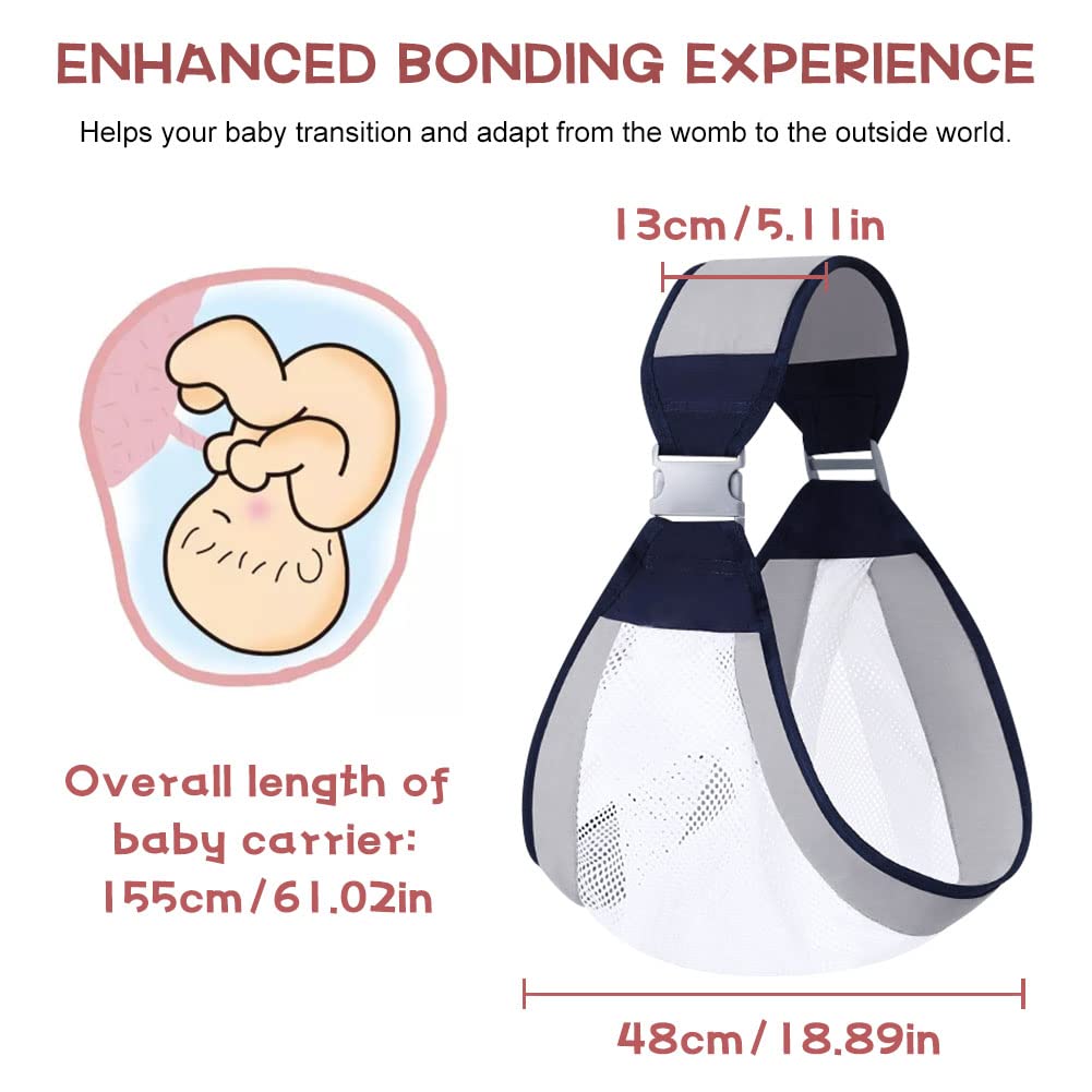 Adjustable Baby Carrier Wrap with Mesh Airflow and Padded Straps, Multiple Positions