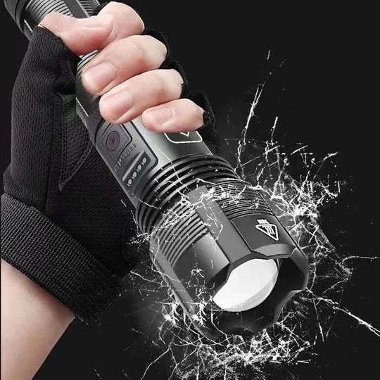 Rechargeable Tactical Flashlight with Adjustable Beam, IPX8 Rated