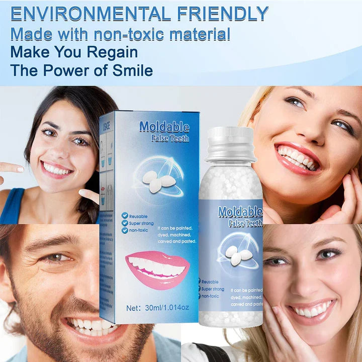 Moldable Dental Repair Kit with Heat Activated Polymer and Cold Water Setting