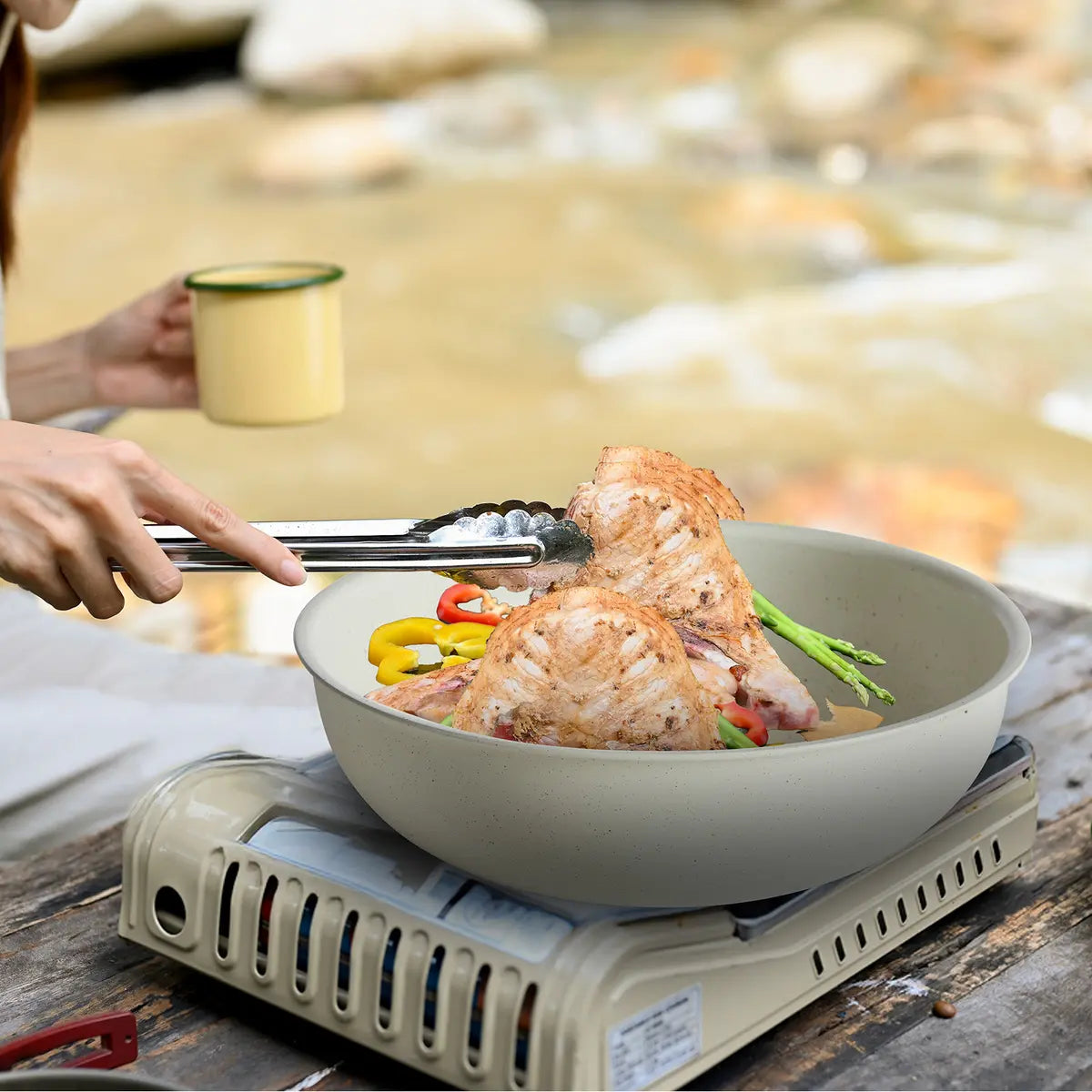 12 Piece Granite Non Stick Cookware Set, Ceramic Aluminum Pots and Pans, Detachable Handle, Stackable Induction Safe Cookware
