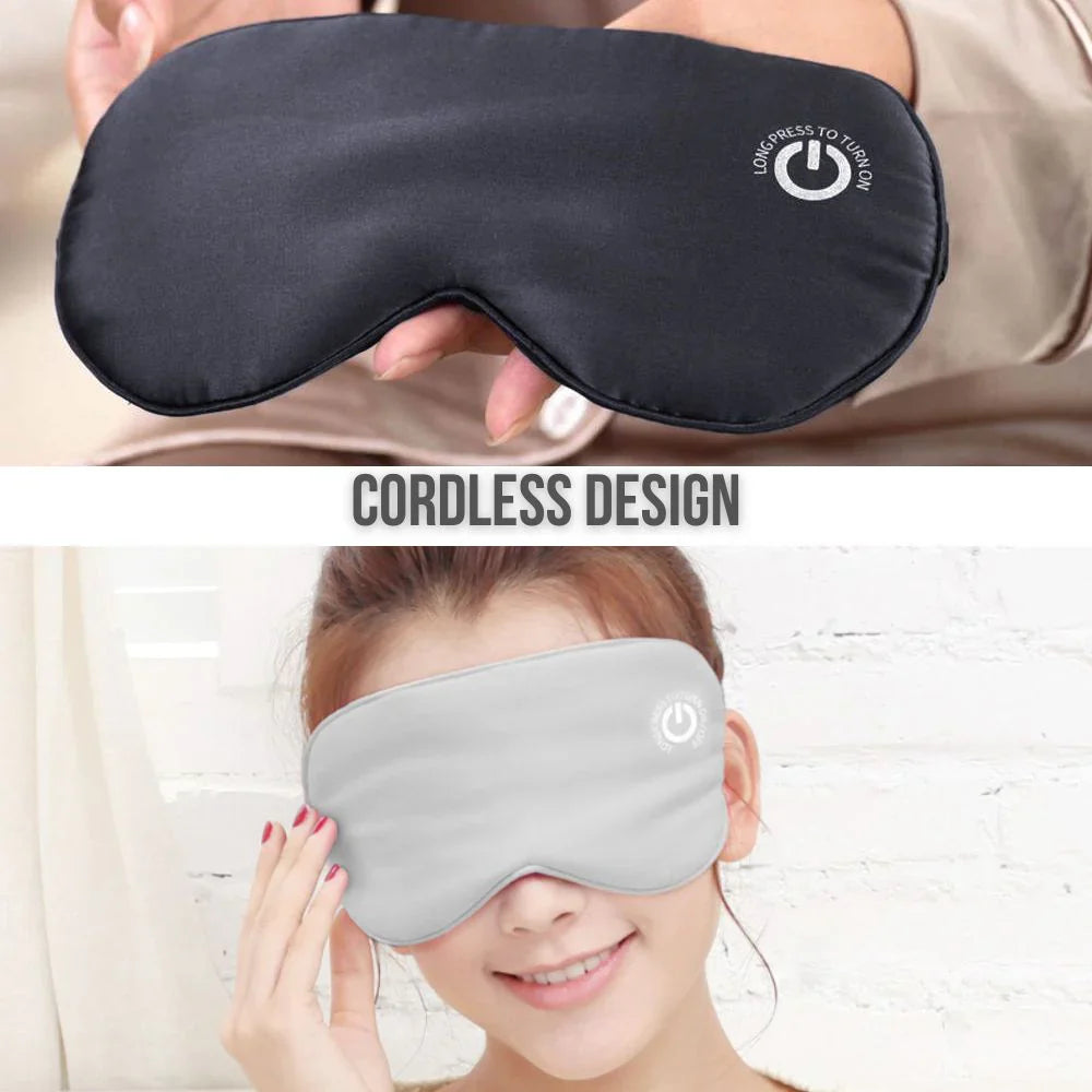 Heated Eye Mask with Rechargeable Battery and Gentle Vibration, Removable Silk Cover