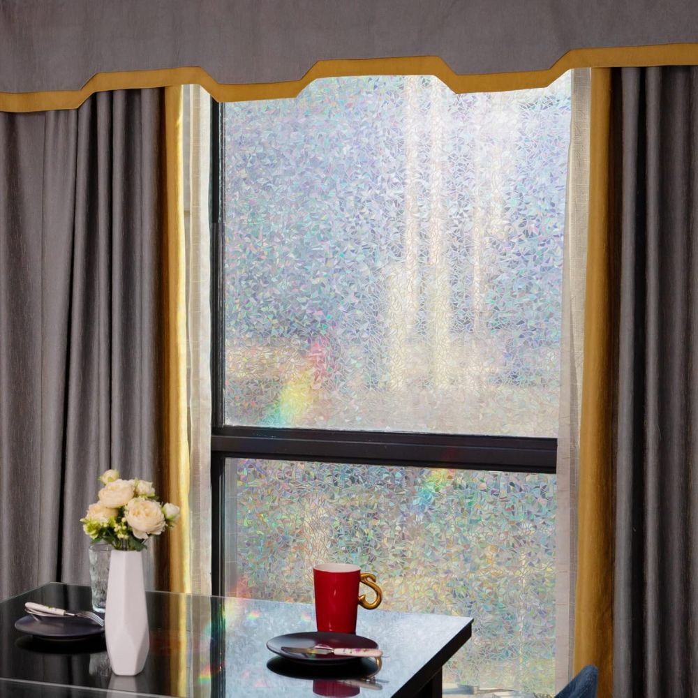 Static Cling Window Film with Rainbow Light Effect and UV Blocking