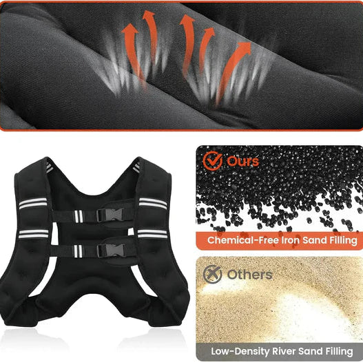 Adjustable Weighted Training Vest with Reflective Stripes