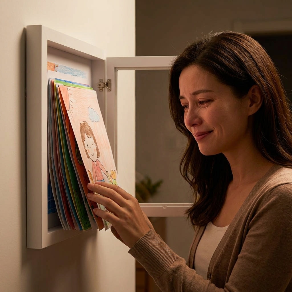 Rotating Artwork Display Frame with Magnetic Latch and 150-Sheet Storage
